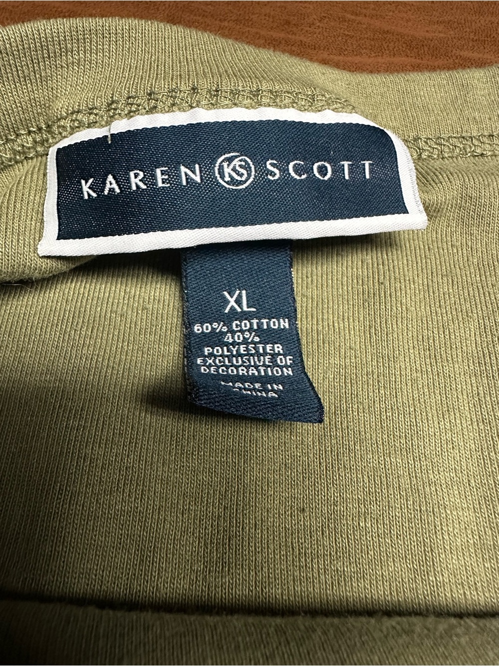 Karen Scott, Olive Green top,XL